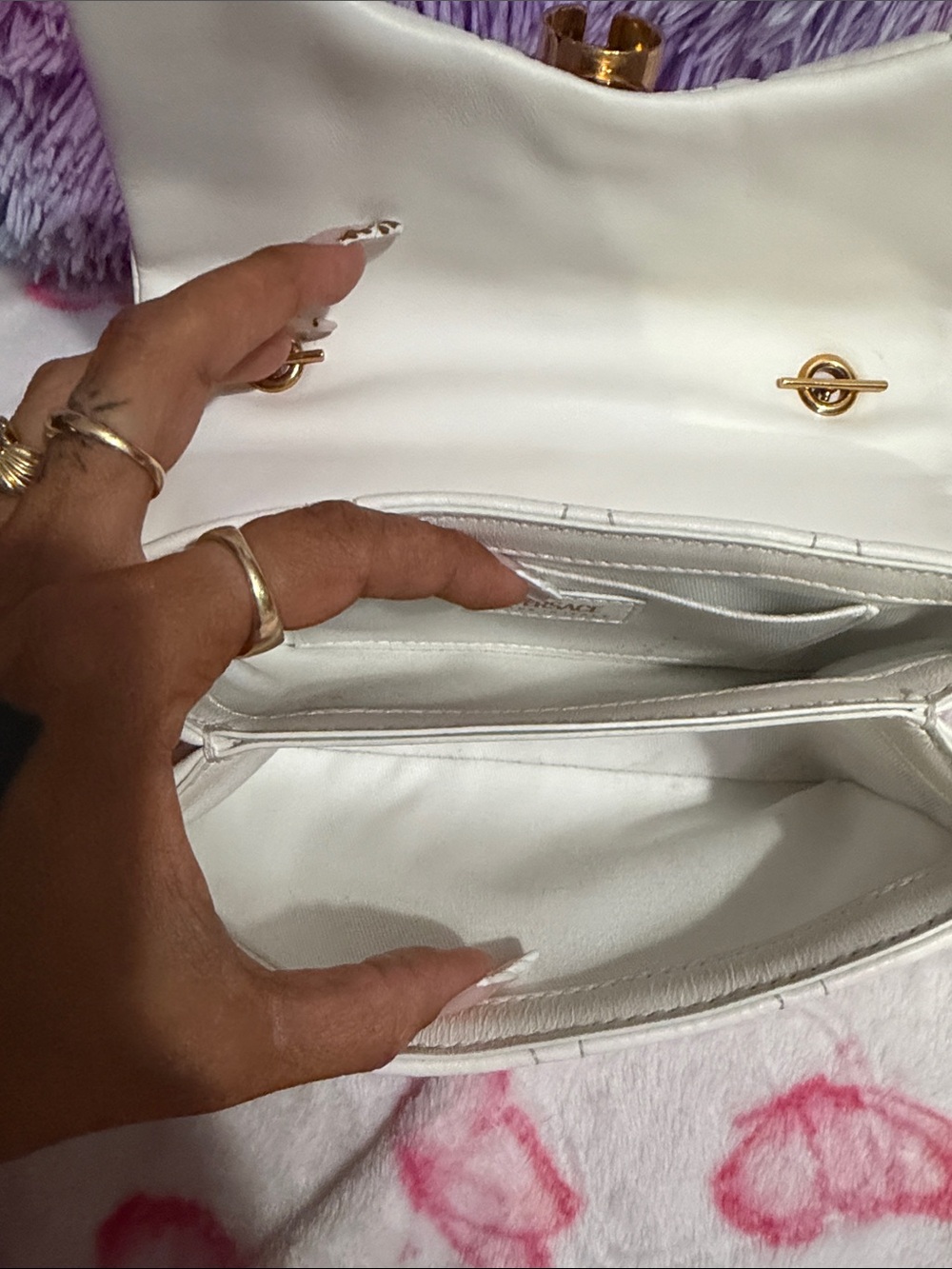 Versace White Quilted Crossbody Bag with Gold Chain - Picture 11 of 14